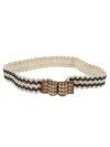 Exquisite J Beige Striped Raffia Belt In Beige