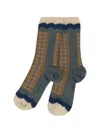 Exquisite J Check-pattern Ribbed Socks In Multi