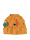 Exquisite J Embroidered Ribbed Beanie Hat In Orange