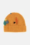 Exquisite J Embroidered Ribbed Beanie Hat In Yellow