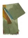 Exquisite J Geometric-pattern Fringed Scarf In Green