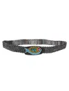 Exquisite J Raffia Belt With Painted Buckle In Gray