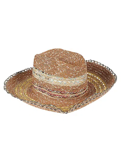 Exquisite J Raffia Fedora Hat In Brown