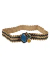 Exquisite J Striped Raffia Belt