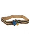 Exquisite J Striped Raffia Belt In Multi