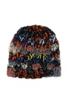 Exquisite J Striped Wool Beanie In Animal Print