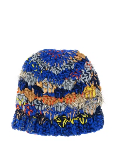 EXQUISITE J STRIPED WOOL BEANIE