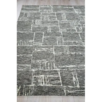 Exquisite Rugs Aldridge Hand-knotted New Zealand Wool/bamboo Silk Charcoal/ivory Area Rug In Charcoal,ivory