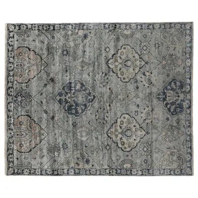 Exquisite Rugs Antique Weave Hand-knotted Gray/denim Blue/beige Area Rug In Blue;gray