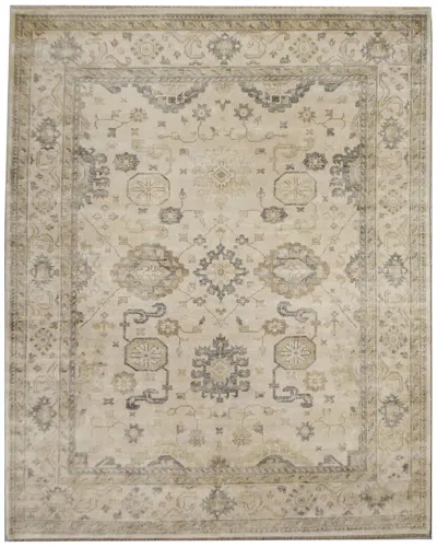 Exquisite Rugs Antique Weave Oushak Hand-knotted New Zealand Wool Rug In Ivory