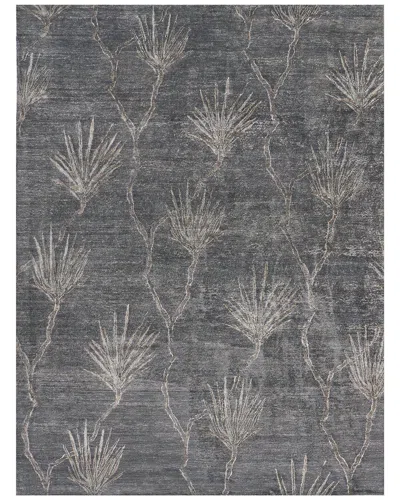 Exquisite Rugs Antique'd Silk Hand-knotted Bamboo Silk & Cotton Area Rug In Gray