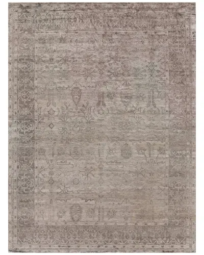 Exquisite Rugs Antique'd Silk Hand-knotted Bamboo Silk-blend Rug In Taupe