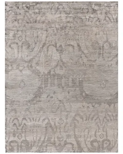 Exquisite Rugs Antique'd Silk Hand-knotted Bamboo Silk-blend Rug In Taupe