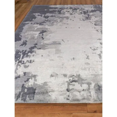 Exquisite Rugs Bamboo Silk Hand-knotted Bamboo Silk Blue/gray Area Rug