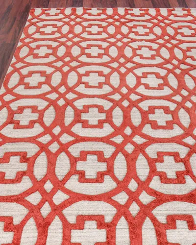 Exquisite Rugs Belmar Circles Hand-knotted Rug, 10' X 14' In Rust