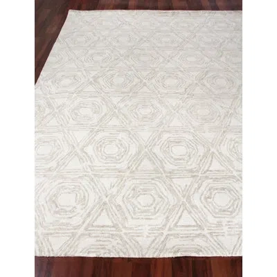 Exquisite Rugs Caprice Geometric Handmade Tufted Wool/cotton Area Rug In Beige,ivory