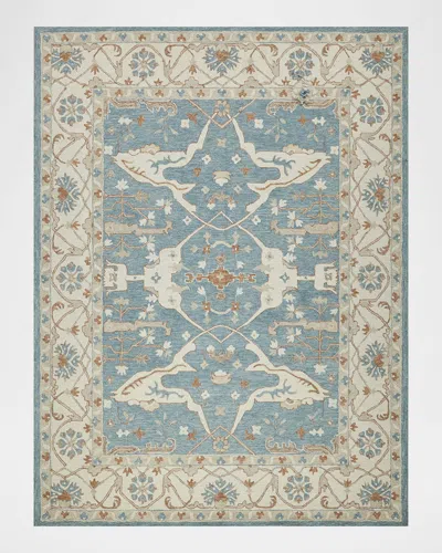 Exquisite Rugs Claremont Hand-tufted Oushak Rug In Light Blue/ivory