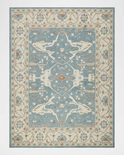 Exquisite Rugs Claremont Hand-tufted Oushak Rug In Light Blue/ivory
