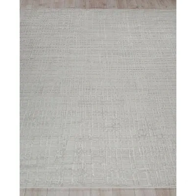 Exquisite Rugs Crescendo Handmade Handloomed Bamboo Silk Silver Area Rug
