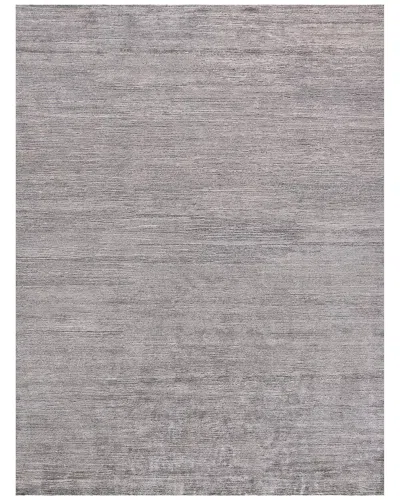 Exquisite Rugs Crush Hand-knotted Bamboo Silk-blend Rug In Silver