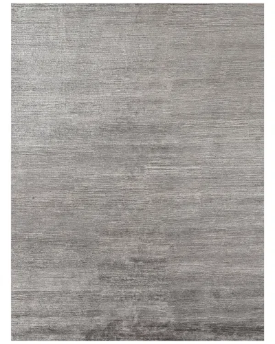 Exquisite Rugs Crush Hand-knotted Bamboo Silk-blend Rug In Silver