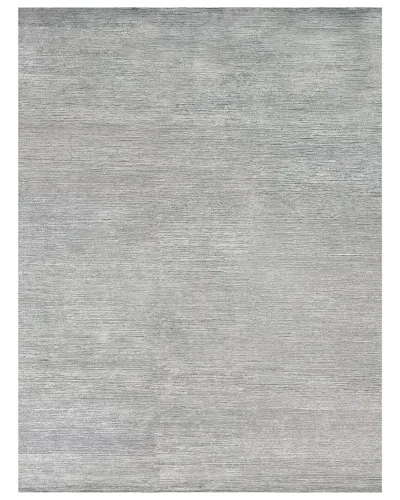 Exquisite Rugs Crush Hand-knotted Bamboo Silk And Cotton Rug In Silver