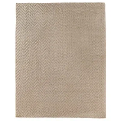 Exquisite Rugs Demani Chevron Hand Loomed Wool Area Rug In Beige In Linen