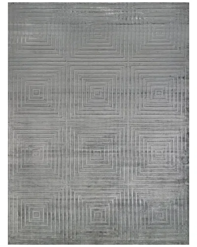 Exquisite Rugs Dove Embossed Hand-loomed Viscose & Cotton Area Rug In Aqua