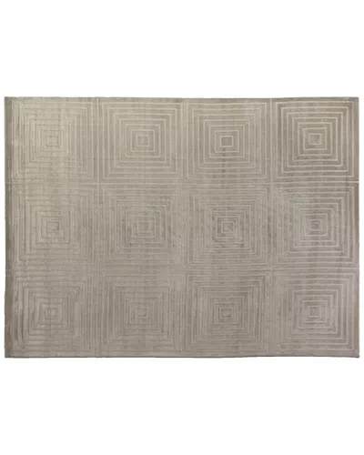 Exquisite Rugs Dove Embossed Hand-loomed Viscose & Cotton Area Rug In Silver