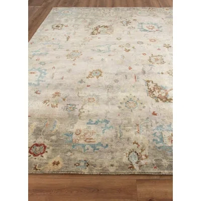 Exquisite Rugs Essex Damask Hand-knotted Wool Tan/blue/rust Area In Blue;tan;rust