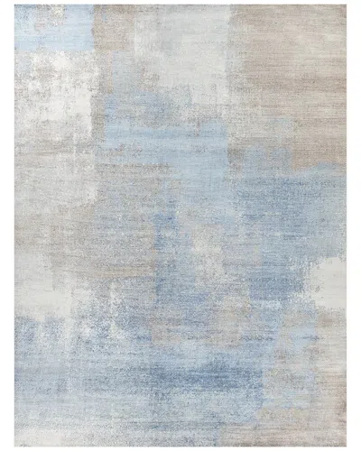 Exquisite Rugs Fine Pure Silk Hand-knotted Silk Brown Area Rug In Blue