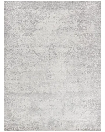 Exquisite Rugs Fine Pure Silk Hand-knotted Silk Ivory Area Rug In Gray
