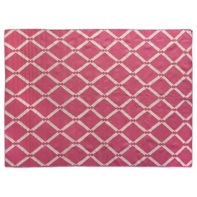 Exquisite Rugs Flat Woven Wool Pink/ivory Area Rug