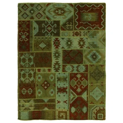 Exquisite Rugs Flatweave Flatweave New Zealand Wool Green Area Rug