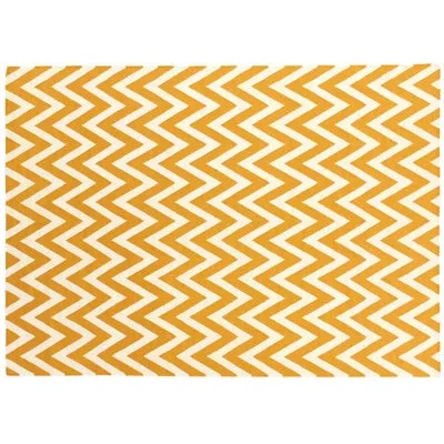 Exquisite Rugs Flatweave Flatweave New Zealand Wool Light Orange/white Area Rug