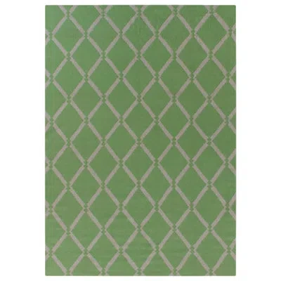 Exquisite Rugs Flatweave Geometric Flatweave Wool Area Rug In Green/gray In Mint