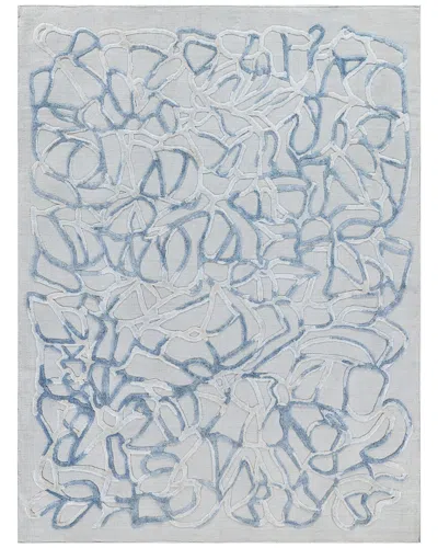 Exquisite Rugs Goudy Hand-loomed New Zealand Wool & Silk-blend Rug In Blue