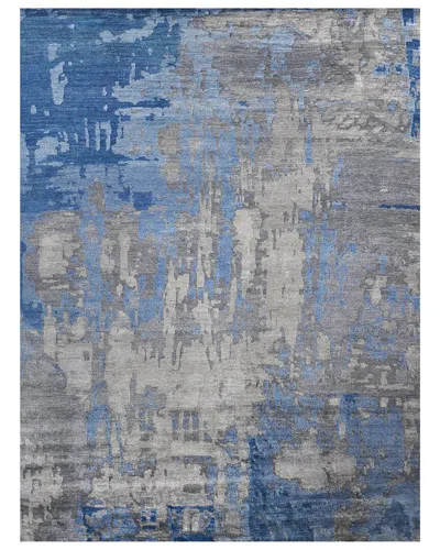 Exquisite Rugs Hand-knotted Bamboo Silk And Cotton Rug In Blue