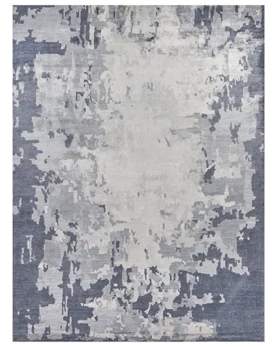 Exquisite Rugs Hand-knotted Bamboo Silk And Cotton Rug In Blue