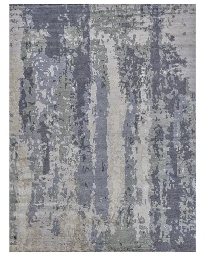 Exquisite Rugs Hand-knotted Bamboo Silk And Cotton Rug In Blue
