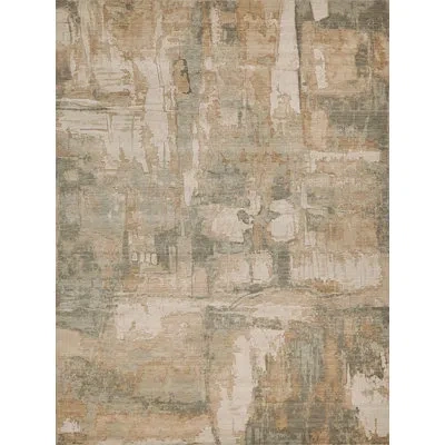Exquisite Rugs Infinity Handmade Wool/nylon In Silver/beige Area Rug In Silver,beige