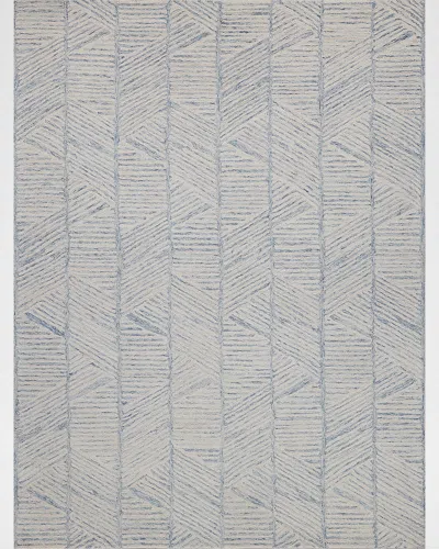 Exquisite Rugs Kascata Hand-tufted Blue/ivory Rug, 12' X 15'
