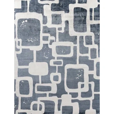 Exquisite Rugs Koda Geometric Hand-loomed Denim/ivory Area Rug In Ivory;denim