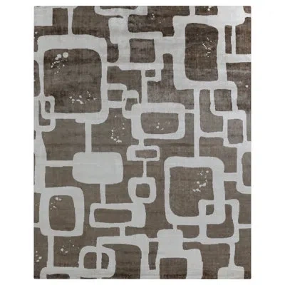 Exquisite Rugs Koda Geometric Handmade Synthetic Brown/silver Area Rug In Brown;silver