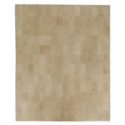 Exquisite Rugs Leather Suede Geometric Handwoven Leather Beige Area Rug