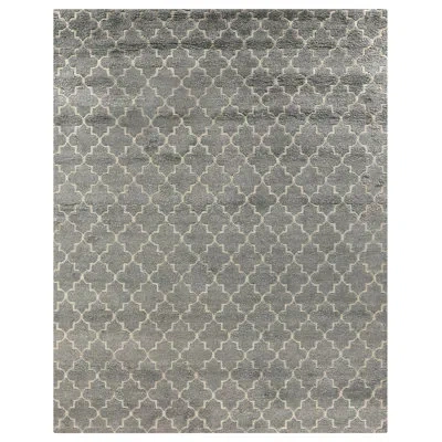 Exquisite Rugs Lux Look Geometric Hand Loomed Area Rug In Gray/beige In Silver