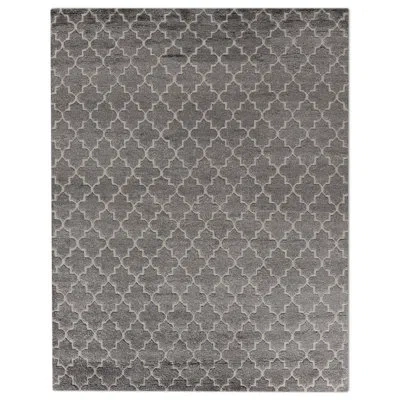 Exquisite Rugs Lux Look Geometric Hand Loomed Synthetic Area Rug In Gray/ivory