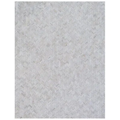Exquisite Rugs Mosaic Leather Chevron Handmade Ivory Area Rug