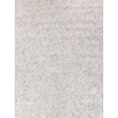 Exquisite Rugs Mosaic Leather Chevron Handmade Ivory Area Rug In Ivory,brown,gray