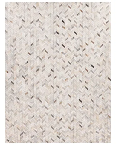 Exquisite Rugs Mosaic Leather Cowhide Rug In Silver